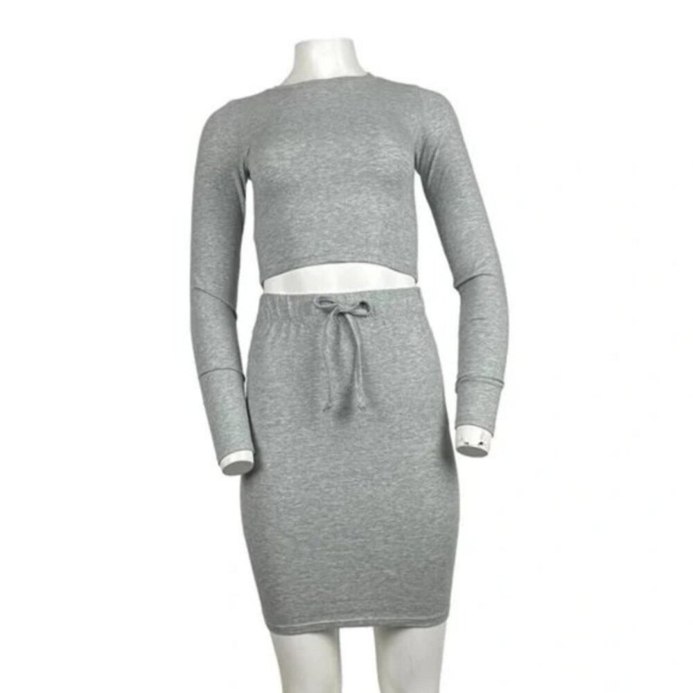 Two Piece Skirt Set Grey